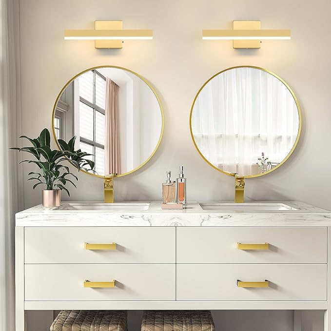 Gold Bathroom Vanity Light 15.75 inch, 12W Dimmable 5CCT LED Modern Bathroom Light Fixture Over Mirror - ETL Certificated