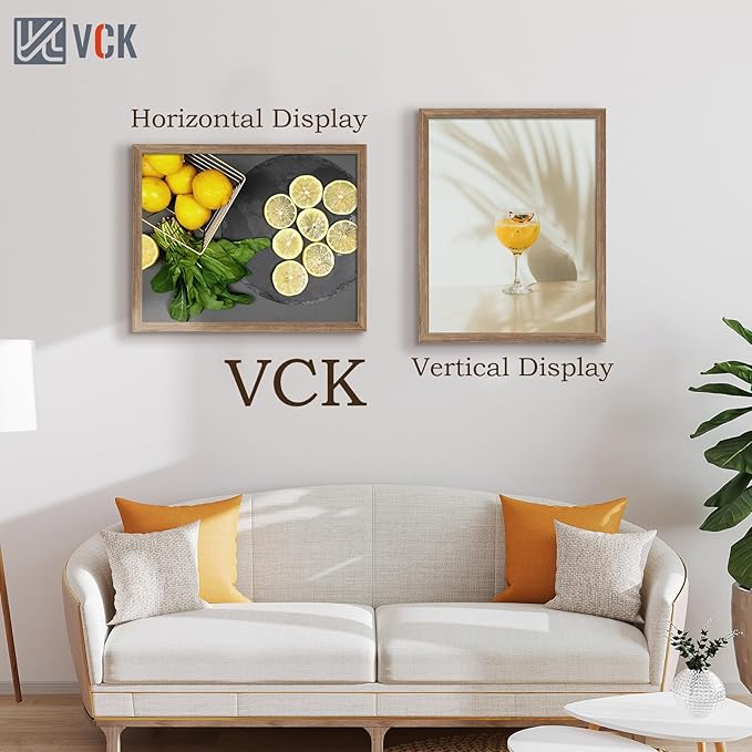 VCK 22x28 Frame 5 Pack - Brown Walnut, Natural Textured Solid Wood Poster Picture Frame, Wall Mounting Hanging