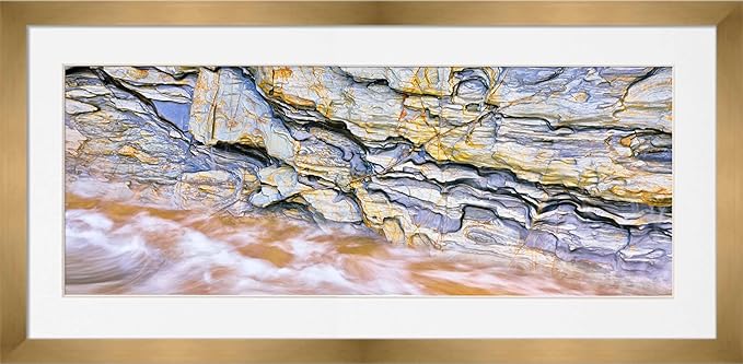 12x36 Frame with Mat - Bronze 16x40 Frame Wood Made to Display Print or Poster Measuring 12 x 36 Inches with White Photo Mat
