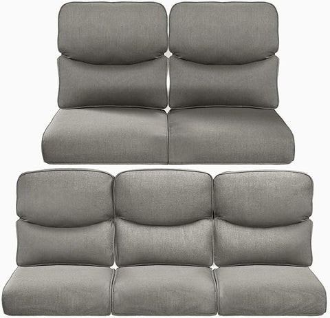 22x25/22x24 Outdoor Cushions for Patio 5 Piece Set - Set of 5 Water-Resistant Replacement Cushion for Wicker Rattan Dining Rocking Swivel Chairs Loveseat Couch Sectional Sofa - Grey/Smile