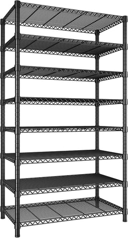 REIBII 8 Tier Metal Shelving 75"H Storage Shelves Tall Wire Shelving Unit Adjustable Detachable Storage Shelves for Laundry Pantry Kitchen Commercial school 1040LBS Storage Rack 75"H X 35"W X 14"D
