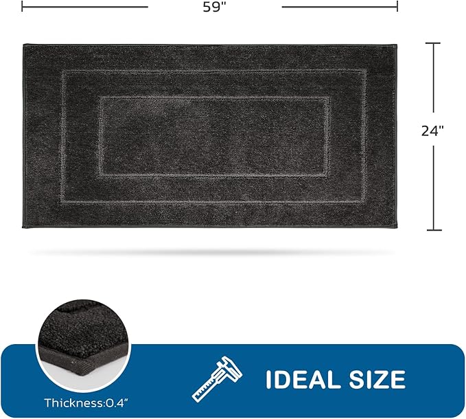 PURRUGS Machine Washable Kitchen Runner Rug 24" x 59", Non-Slip/Skid Hallway Runner Rug, Super Absorbent Soft Area Rug for Kitchen, Hallway & Laundry, Charcoal