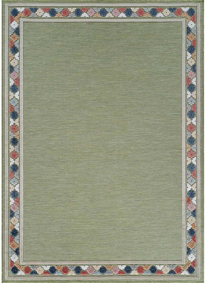 Beverly Rug Outdoor Rug 8x10 Modern Bordered Area Rugs for Indoor and Outdoor Patio Easy to Clean Non Shedding Living Room Porch Garden Washable Outside Carpet (8 x 10 Green)