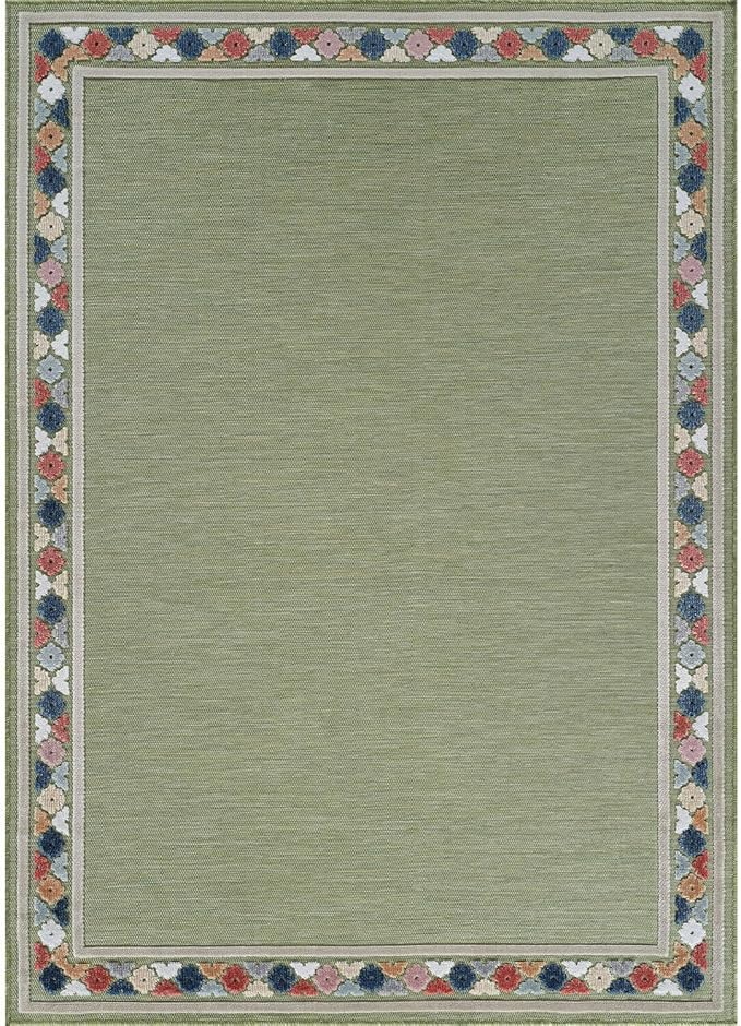 Beverly Rug Outdoor Rug 9x12 Modern Bordered Large Area Rugs for Indoor and Outdoor Patio Easy to Clean Non Shedding Living Room Porch Garden Washable Outside Carpet (9 x 12 Green)