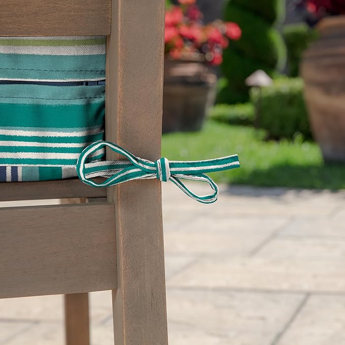 Arden Outdoor Deep Seat Cushion Set, 24 in x 24 in, Weather-Proof, Rain-Proof, Fade Resistant Patio Cushion for Chair, Sofa, and Couch Teal Cobalt Stripe