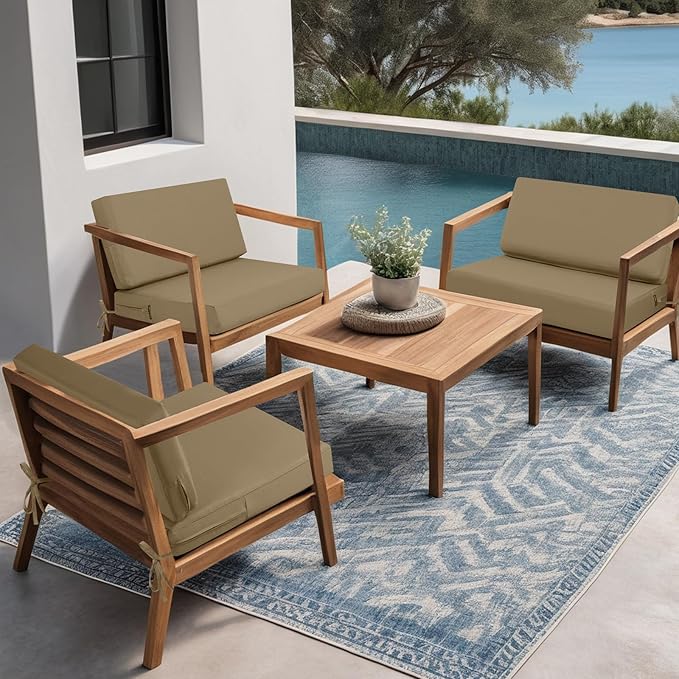 idee-home Outdoor Cushions for Patio Furniture, Outdoor Seat Cushion, Waterproof Couch Hampton Bay Deep Seat Replacement Chair Cushions for Garden Lawn Backyard Deck, 26.5 x 26.5