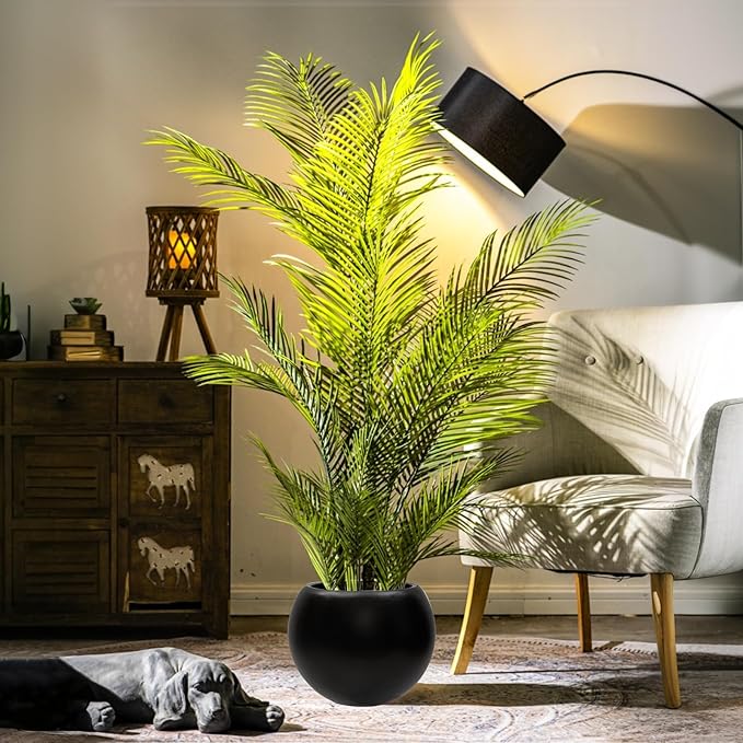 13.5 H x 17" Dia (12" Pot Opening) Black Round Fiberstone Planter with Drainage Hole, Indoor/Outdoor Large Plant Pot for Home Patio Garden, Ideal for Large Plants
