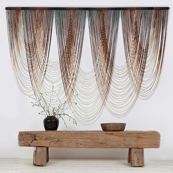 IOWER Macrame Wall Hanging Brown Dip-Dyed Large Macrame Wall Decor For Living Room Boho Fiber Art for Office Decoration 57" W x 41" L