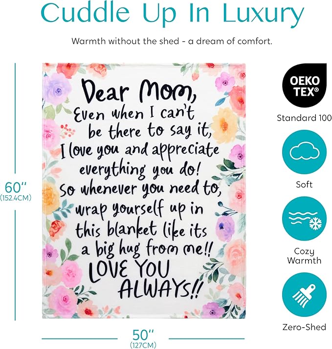 Joiedomi Birthday Gifts for Mom Soft Flannel Mom Blanket for Women Wife Grandma Mothers Day Anniversary Present from Daughter Son 50" x 60" Pink