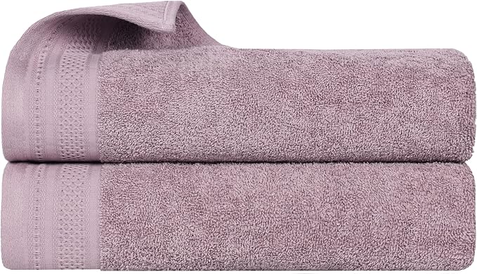 Superior Honeycomb Cotton Medium Weight Towels, for Bathroom, Shower, Spa, Pool, Quick Dry, Adults, Home Essentials, Textured Waffle Border, Oversized Large Towels, Bath Sheets, Set of 2, Sea Fog