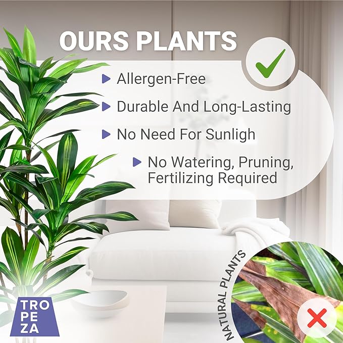 Tall Fake Dracaena Plant, 5 Foot Height | Realistic Artificial Tree for Modern Home & Office Decor | Maintenance-Free Indoor Faux Plant