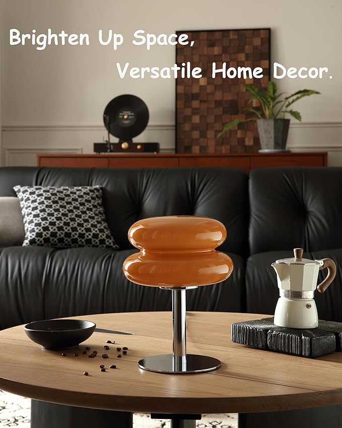 Mushroom Lamp for Bedroom,Mid Century Modern Lamp for Nightstand, Dimmable Retro Egg Tart Bedside Small Lamps,Unique Home Mushroom Decor Aesthetic Cute Table Lamps for Living Room (Copper)