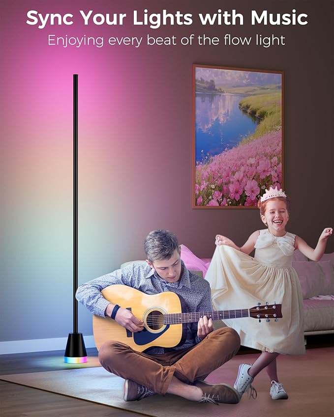 Smart RGB Corner Floor Lamp, 60 Inch 172 LEDs Bright Standing Lamps for Bedroom with APP and Remote, Modern Floor Lamp with Music Sync and 16 Million Colors Changing Ambient Lighting for Living Room
