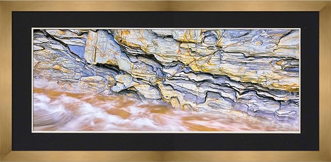 13x39 Frame with Mat - Bronze 16x42 Frame Wood Made to Display Print or Poster Measuring 13 x 39 Inches with Black Photo Mat