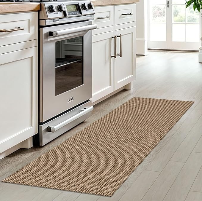 IOHOUZE Washable Runner Rug 2x6 Non Slip Rubber Backed Runners for Hallways Entryway Runner Indoor, Kitchen Rugs Woven Cotton Floor Carpet for Hall Entrance Bedroom, Orange/Tan/Brown