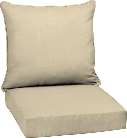 Arden Outdoor Deep Seat Cushion Set, 24 in x 24 in, Weather-Proof, Rain-Proof, Fade Resistant Patio Cushion for Chair, Sofa, and Couch Tan Leala