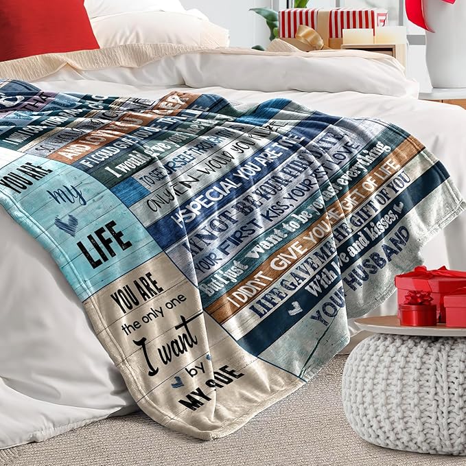 Gifts for Wife, Anniversary Blanket Gifts for Women Her Wife, Wifey Birthday Ideas from Husband, Romantic I Love You Present for Her, Christmas Valentines Mothers Day Presents Throw Blanket 60x50in