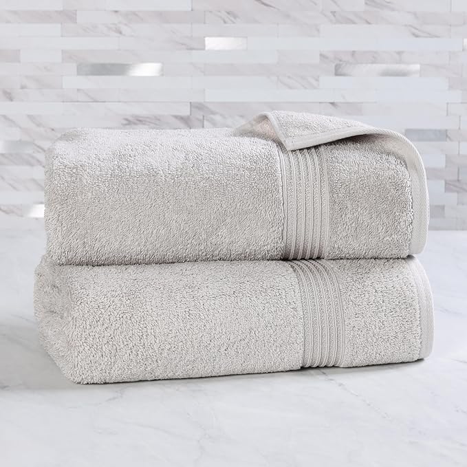 Superior Egyptian Cotton 2-Piece Bath Sheet Towel Set, Oversized Body Towels For Adults And Kids, Large Towel For Bath, Shower, Guest Bathroom, Spa, Gym, Resort, Essentials, Airbnb, Silver