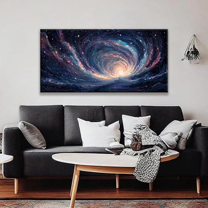 Blue Starry Sky Tunnel Art Prints Room Wall Decor Artwork Modern Bedroom Wall Art Decor Prints For Living Room Abstract Wall Art Kitchen Office 24x48 Inch