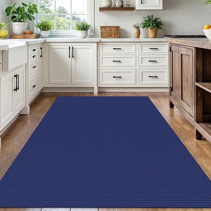 IOHOUZE Washable Area Rug 5x7 Non Slip Rugs for Living Room, Dining Room Rugs Bedroom Rug, Woven Braided Indoor Floor Carpet for Living Room Nursery, Royal Blue/Navy