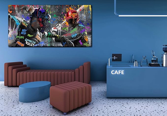 Graffiti Large Wall-Art for Living Room - Baseball Wall Decor for Men - Sports Posters Wall Art Ready to Hang Size 59" x 29"