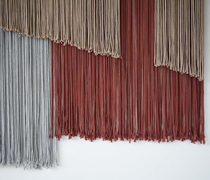 Macrame Wall Hanging Large 57" Wx43 L Fiber Wall Art Modern Yarn Boho Wall Decor for Headboard Living Room Gallery Couch Bedroom Decor