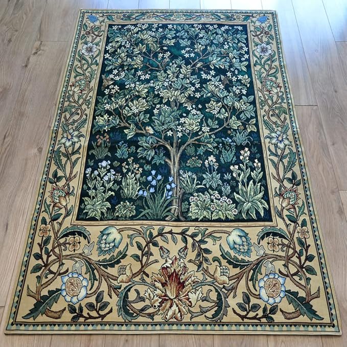 Aubelin Tapestry Long Green William Morris Tree of Life Fine Art Tapestry Wall Hanging Size 63"x35"