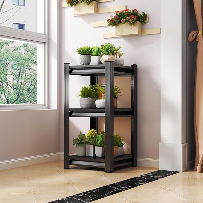 Tall Bookshelf with Open Shelves, Metal Office Book Shelf, Adjustable Organizer Bookcase, Standing Storage Organizer Shelf for Living Room (16" W*16" D*32" H)