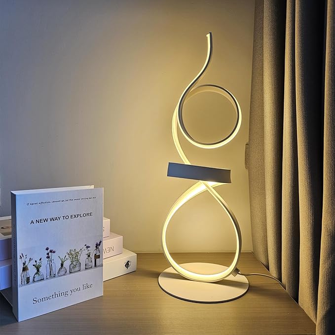 21inch High Brightness LED 3Color Touch Dimming Table Lamp for Bedside Lamp,Art Decorative Light,Stepless Dimmable Bedside Light，white Lights,modern lamps table,bedroom nightstand lamps(White)