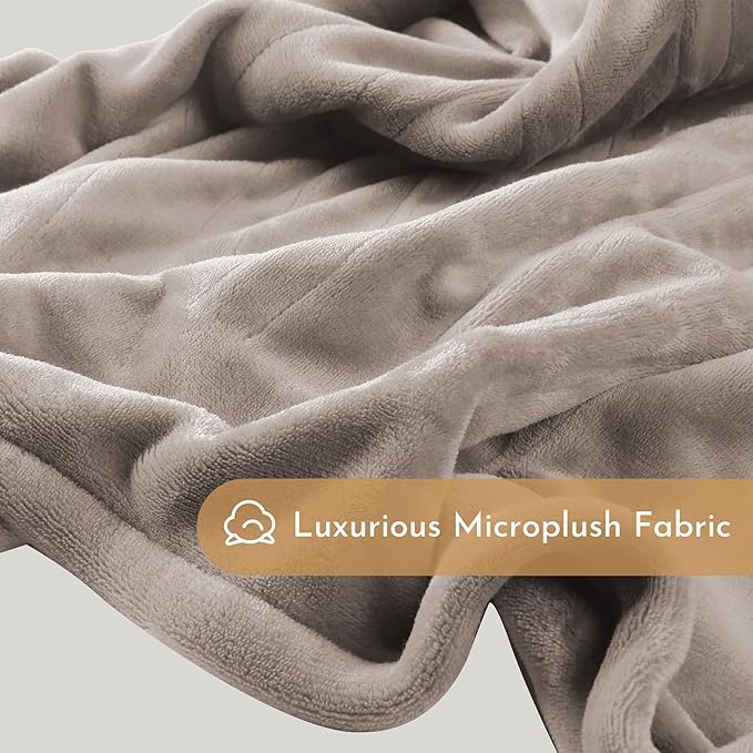 Electric Heated Blanket Microplush Cover Blanket, Full Size 72"x84" with 4 Heat Settings & 10 Hours Auto Off, Cozy & Warm for All Night, Machine Washable, Linen