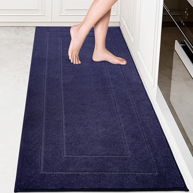 PURRUGS Machine Washable Kitchen Runner Rug 32" x 70", Non-Slip/Skid Hallway Runner Rug, Super Absorbent Soft Area Rug for Kitchen, Hallway & Laundry, Rolled Packaging, Navy Blue