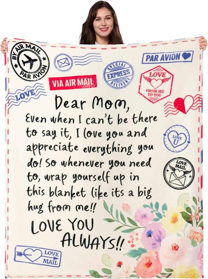 Joiedomi Mothers Day Blanket Gifts for Mom Soft Flannel Mom Blanket for Wife Grandma Birthday Present for Women from Daughter Son 50" x 60" Colorful