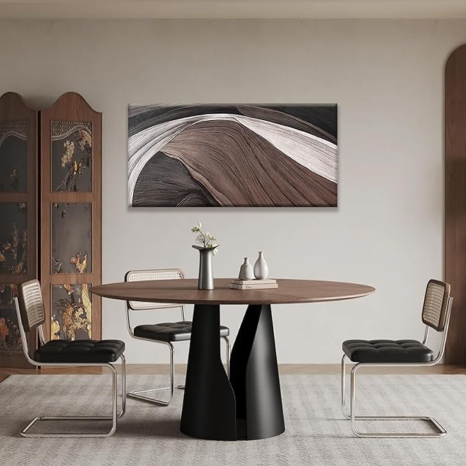 TAIJXAGSG Abstract Wall Art Brown Canvas Art Wall Decor Artwork Abstract Wall Decor Modern Minimalist Decor Canvas Painting Black And White Bathroom Bedroom Office 20"X40"