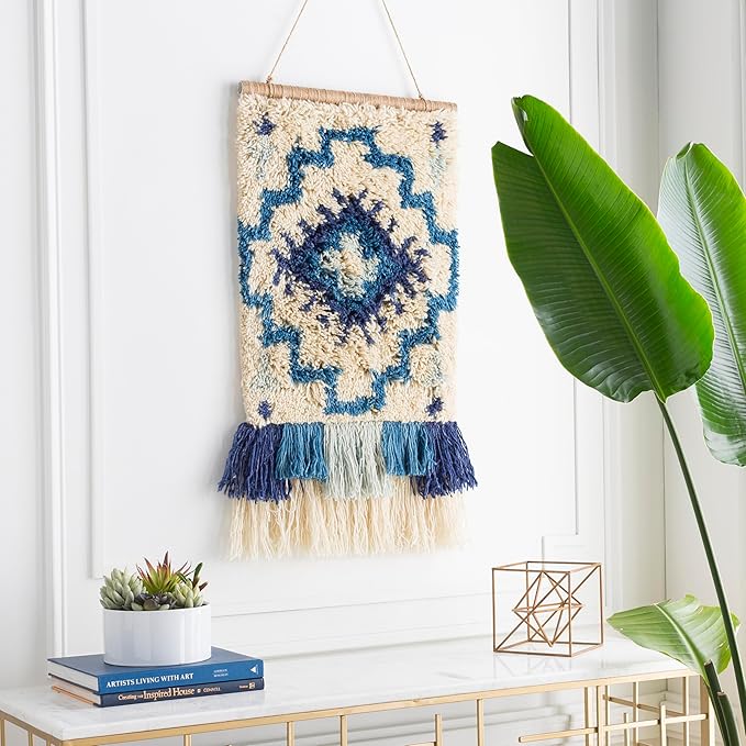 Mark&Day Wall Hanging, Abtenau Bohemian/Global Farmhouse Denim Tapestry Wall Hanging for Living Room, Bedroom, Office or Kitchen (23"H x 17"W)