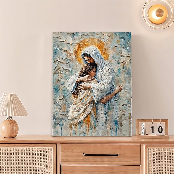 Christian Wall Art Print, Religious Scripture Biblical Decor, Faith-Based Inspirational Landscape with Cross, Digital Printed Canvas Poster for Church, Home Chapel, Prayer Room Decor