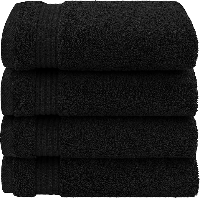 American Veteran Towel, Hand Towels for Bathroom Set of 4, 100% Cotton Turkish Hand Towel Sets Clearance Prime, Soft Drying Hand Face Towels, Black Hand Towels