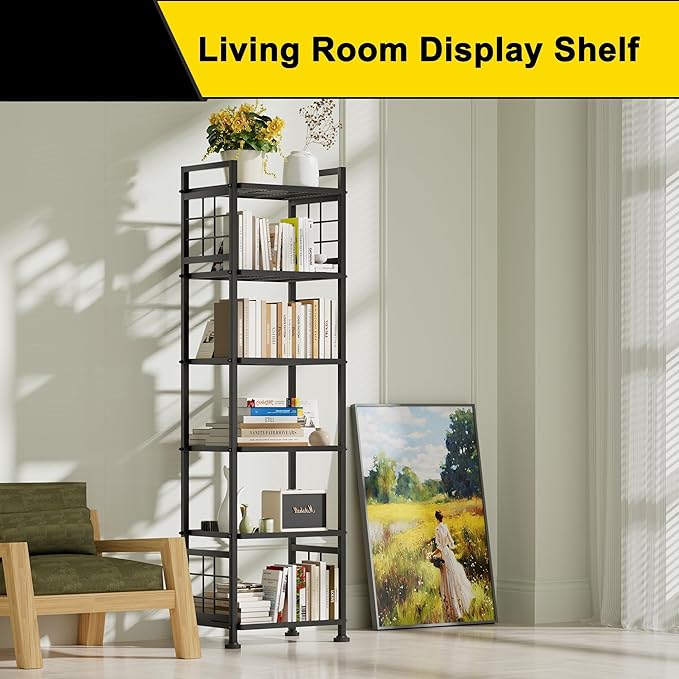 GIOTORENT 6-Wire Standing Storage Shelf for Bathroom Organizers and Storage & Laundry Room Organization, Metal Shelving Unit Pantry Rack for Kitchen & Bathroom, Black