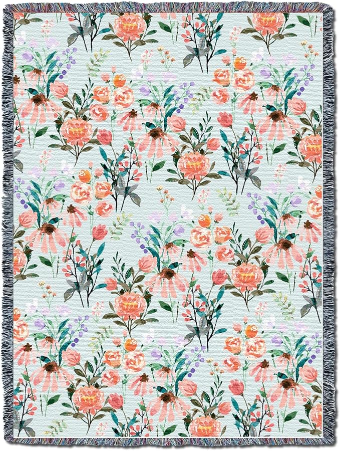 Pure Country Weavers Floral Pink Bloom Blanket - Gift Tapestry Throw Woven from Cotton - Made in The USA (72x54)