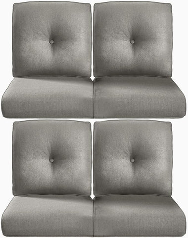 22x25/22x24 Outdoor Chair Cushions Set of 4 - Heavy Duty High Back Replacement Zippered Cushion for Patio Furniture Set Dining Gliding Rocking Chairs Loveseat L-Shape Sofa - Grey/Button