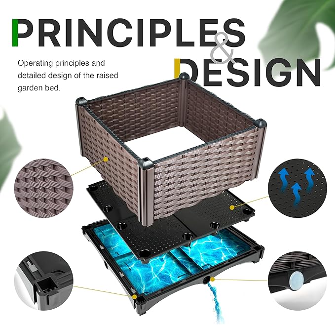Holy Fire Elevated Raised Garden Bed - Ideal for Patio, Balcony, Yard - Grow Veggies, Flowers, and Plants - Outdoor Gardening Solution - Durable Container for Garden Supplies (2 Set - B)
