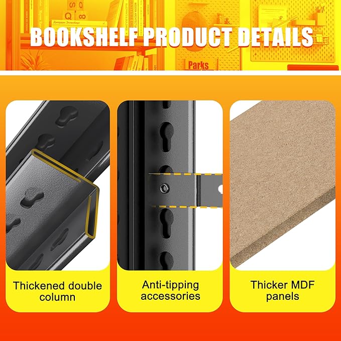 Industrial Bookshelves and Bookcases, Ladder Shelf 4 Tiers with Metal Frame for Living Room, Home Office, Bedroom 45.7" Hx23.6 Wx11.8 D