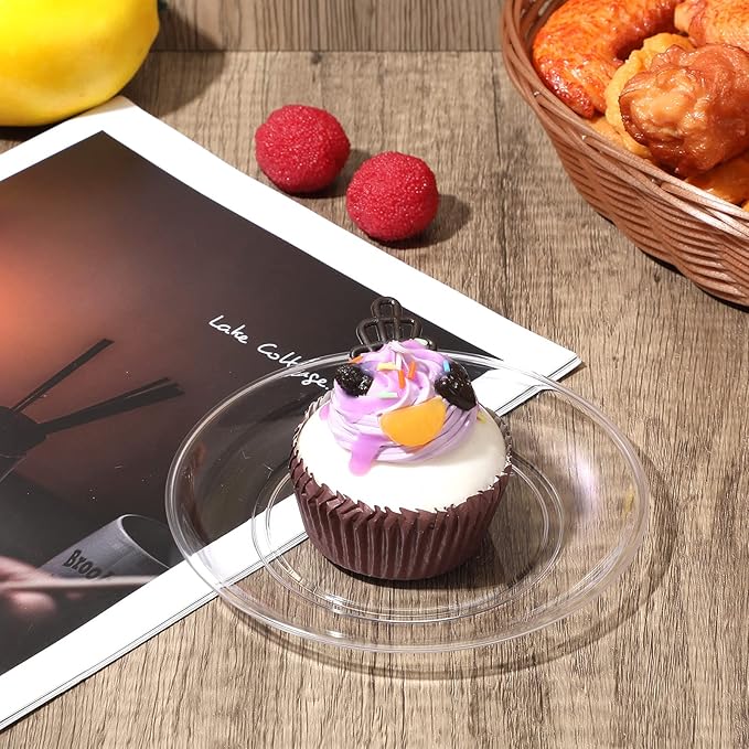 Clear Plastic Dessert Plates 5.5 Inch Disposable Cake Plates Small Party Dishes Bulk Clear Round Dishes for Wedding Dinner Appetizers BBQ Travel Catering Events(200 Pcs)