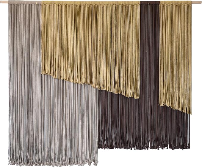 Large Macrame Wall Hanging 57" Wx43" L Dip-Dyed Fiber Wall Decor Bohemian Handmade Apartment Dorm Gallery Art Living Room Wedding Wall Art