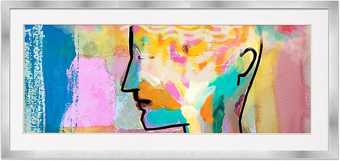 13.5x40 Frame with Mat - Silver 16x43 Frame Wood Made to Display Print or Poster Measuring 13.5 x 40 Inches with White Photo Mat