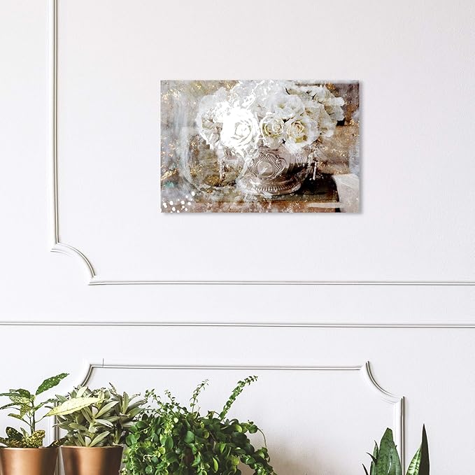 The Oliver Gal Artist Co. Floral Wall Art Canvas Prints 'Serving Roses' Home Décor, 24" x 16", Tan