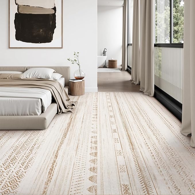 10x14 Area Rugs for Living Room Machine Washable Rug Distressed Indoor Carpet Neutral Moroccan Boho Rug Ultra Soft Area Rug for Bedroom Dining Room Playroom Office, Brown