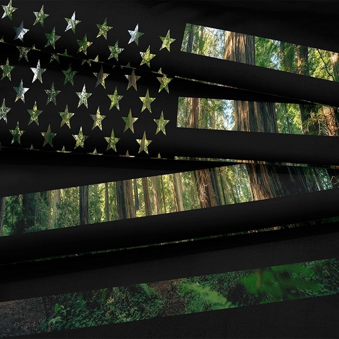 American Flag Comforter Set Queen Size Green Black Bedding Set Stars Stripes Geometric Pattern Green Camouflage Camo Farmhouse Western Bed Comforter Set for Boys Teens