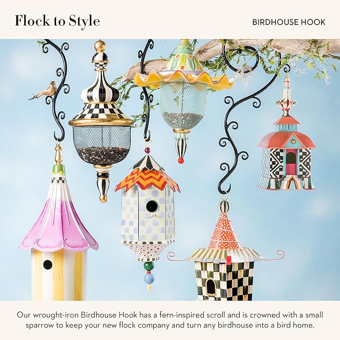 MACKENZIE-CHILDS Birdhouse Hook, Birdhouse Hanger Hook for Hanging Plants and Outdoor Decor