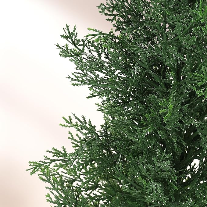 3FT Artificial Cedar Tree - Realistic Faux Cedar Trees for Outdoor Planters - Fake Cypress Trees for Front Porch - Faux Evergreen Plants for Home Porch Decor - Set of 2