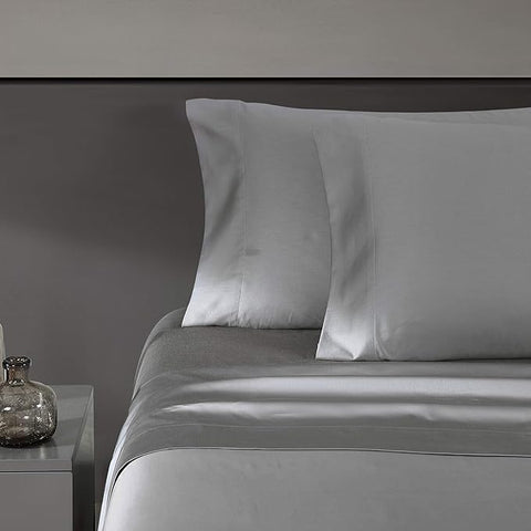 Vera Wang - King Sheet Set, Luxury Sateen Cotton Bedding, 800 Thread Count, Soft & Smooth Room Essentials (Steel Grey, King)